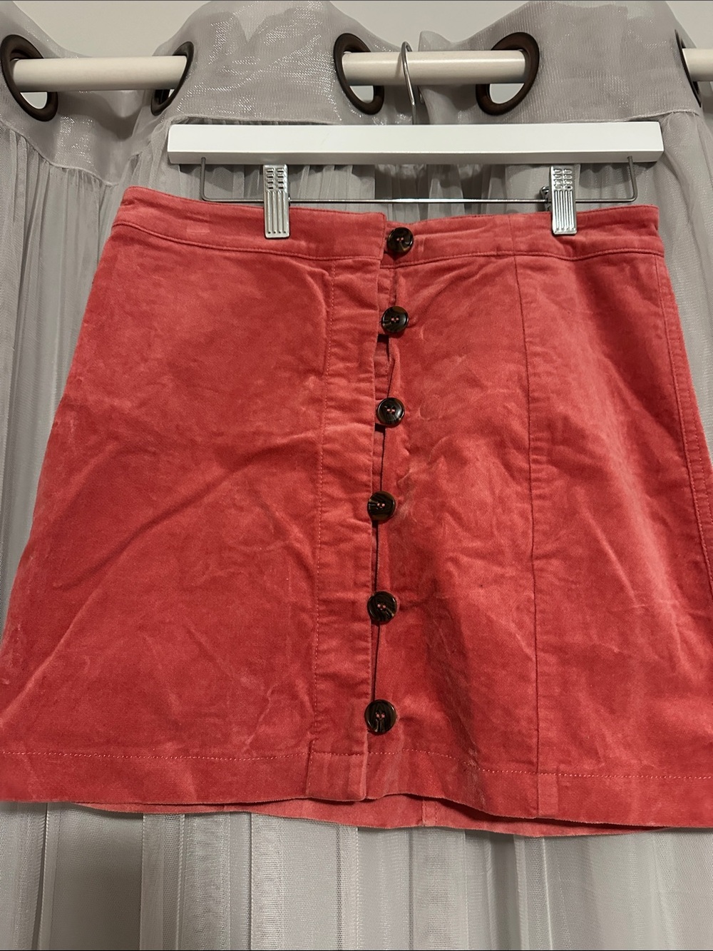 Forever 21 Coral Button-Front Mini Skirt